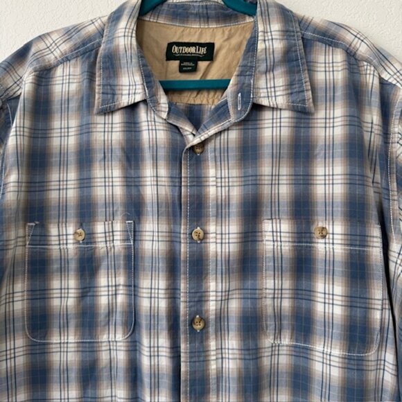 Outdoor Life‎ Men's Blue Plaid Button Up Tshirt Size XXL - Picture 7 of 7